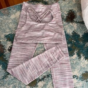 Athleta Girl Two Piece Sports Bra Legging Set. Fits Small Medium Pink/Multicolor